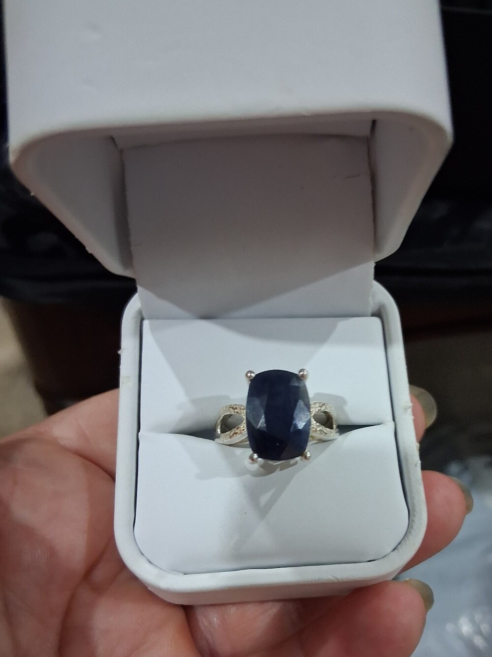 Sterling Silver 3+ Carat Solitaire Natural Sapphire Cocktail Ring Size 7